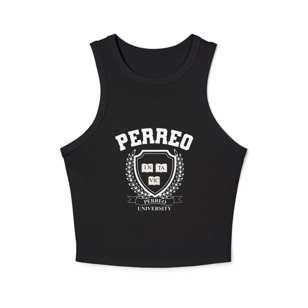 Perreo University micro rib racer tank top